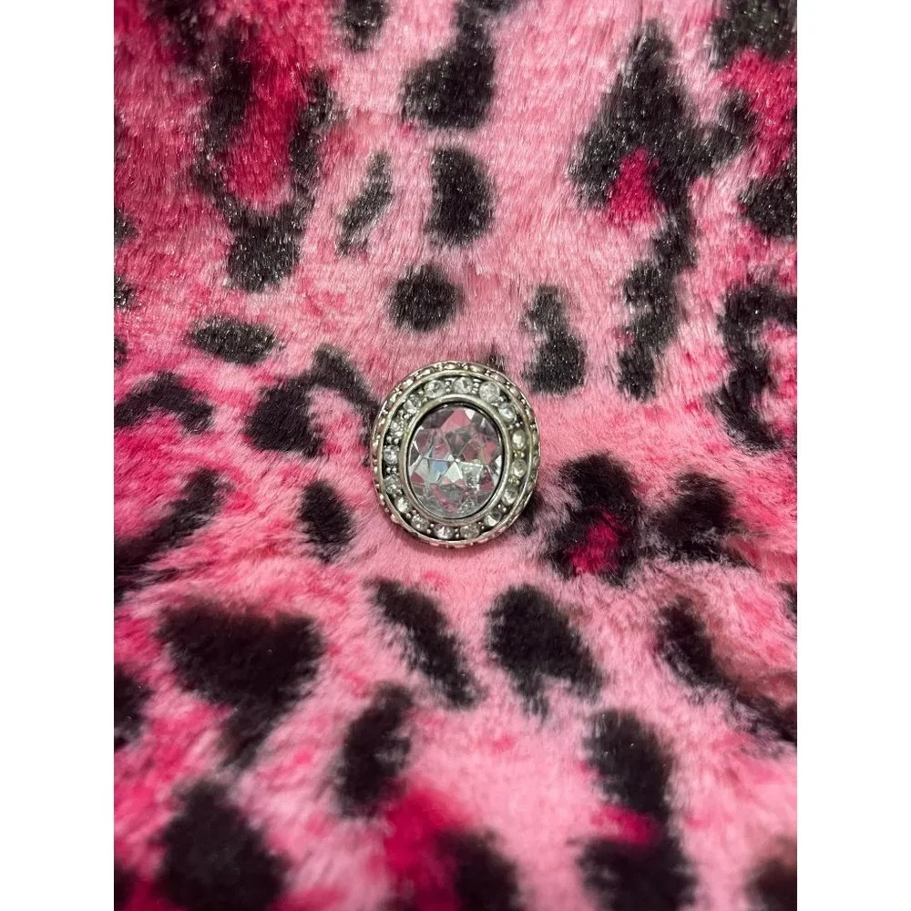 Vintage Chic Clear Round Crystal Aurora Diamond Accent Gold Tone Pendant Earring